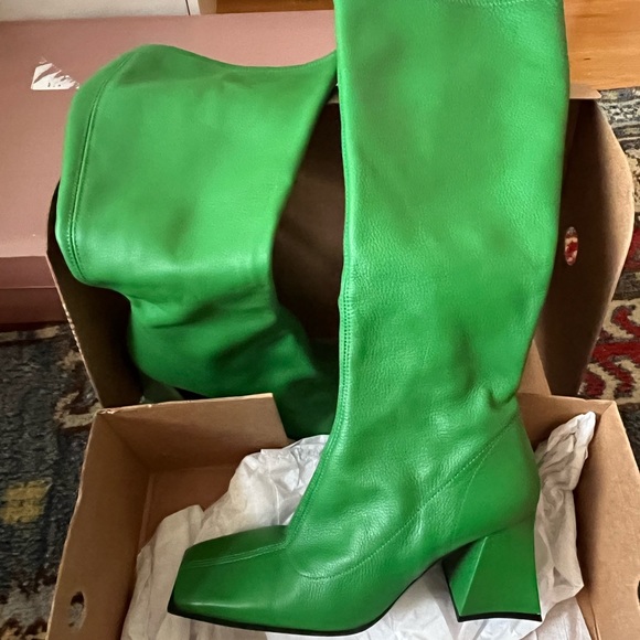 NWT Topshop leather knee high Kelly green boots - Picture 4 of 6